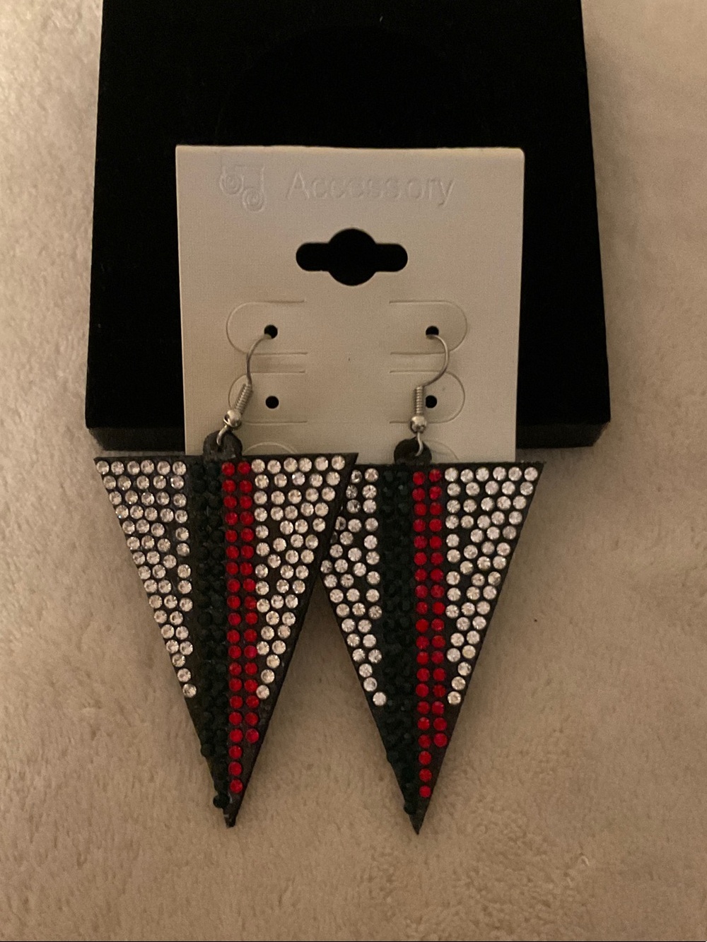 Crystal-Accent Red and Black Triangle Drop Earrings
